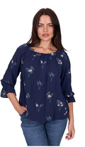 Women's Camilla 3/4 Sleeve Blouse Navy