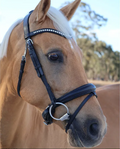 Grainge Dressage Snaffle With Curved Crystal Browband Black Cob