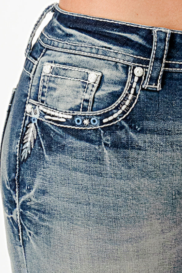 Grace in LA Feather Modify Bootcut Jeans