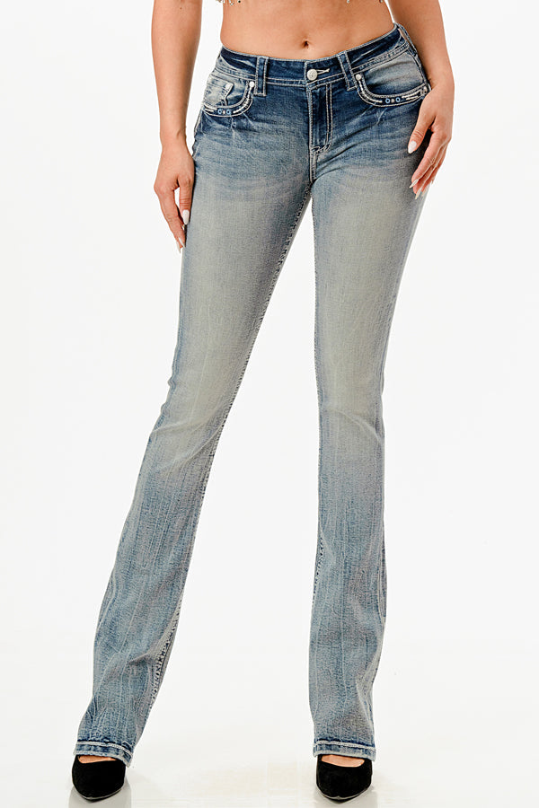 Grace in LA Feather Modify Bootcut Jeans