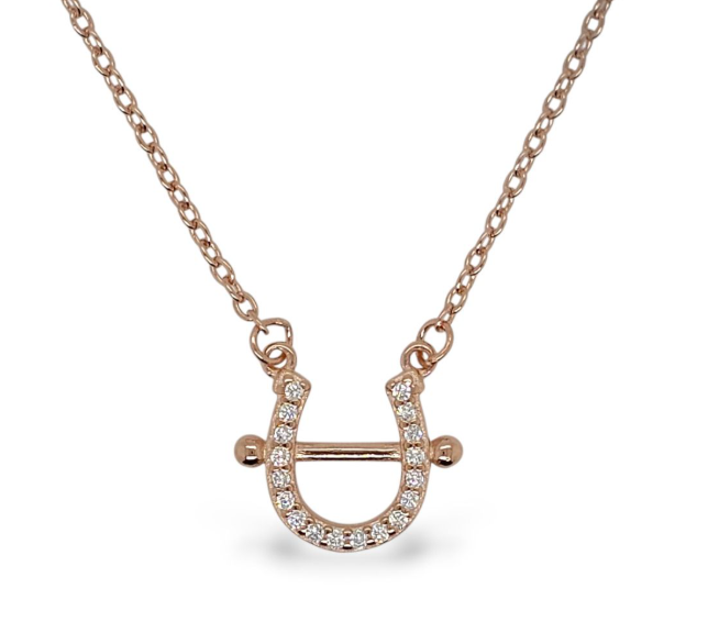 Mountain Creek Jewellery Necklace S/S & RGP CZ Horseshoe