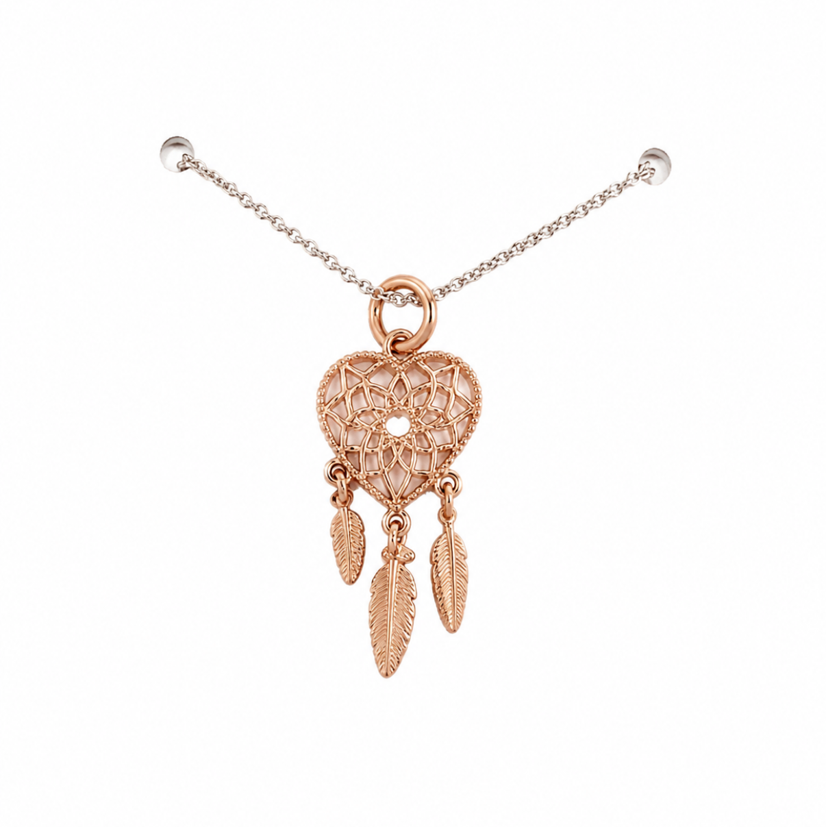 Mountain Creek Jewellery Necklace S/S RG Heart Dream Catcher