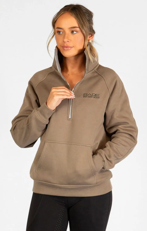 Bare Quarter Zip Teddy Pullover Sweater Walnut