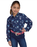 Roper Girls Five Star Collection LS Shirt Print Blue
