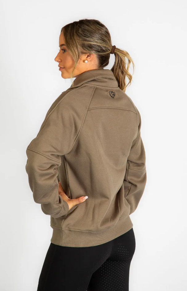 Bare Quarter Zip Teddy Pullover Sweater Walnut